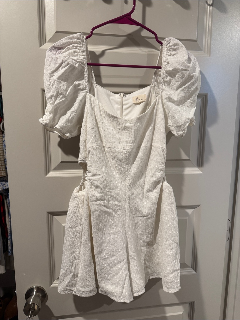 White Puff-Sleeve Lace Romper